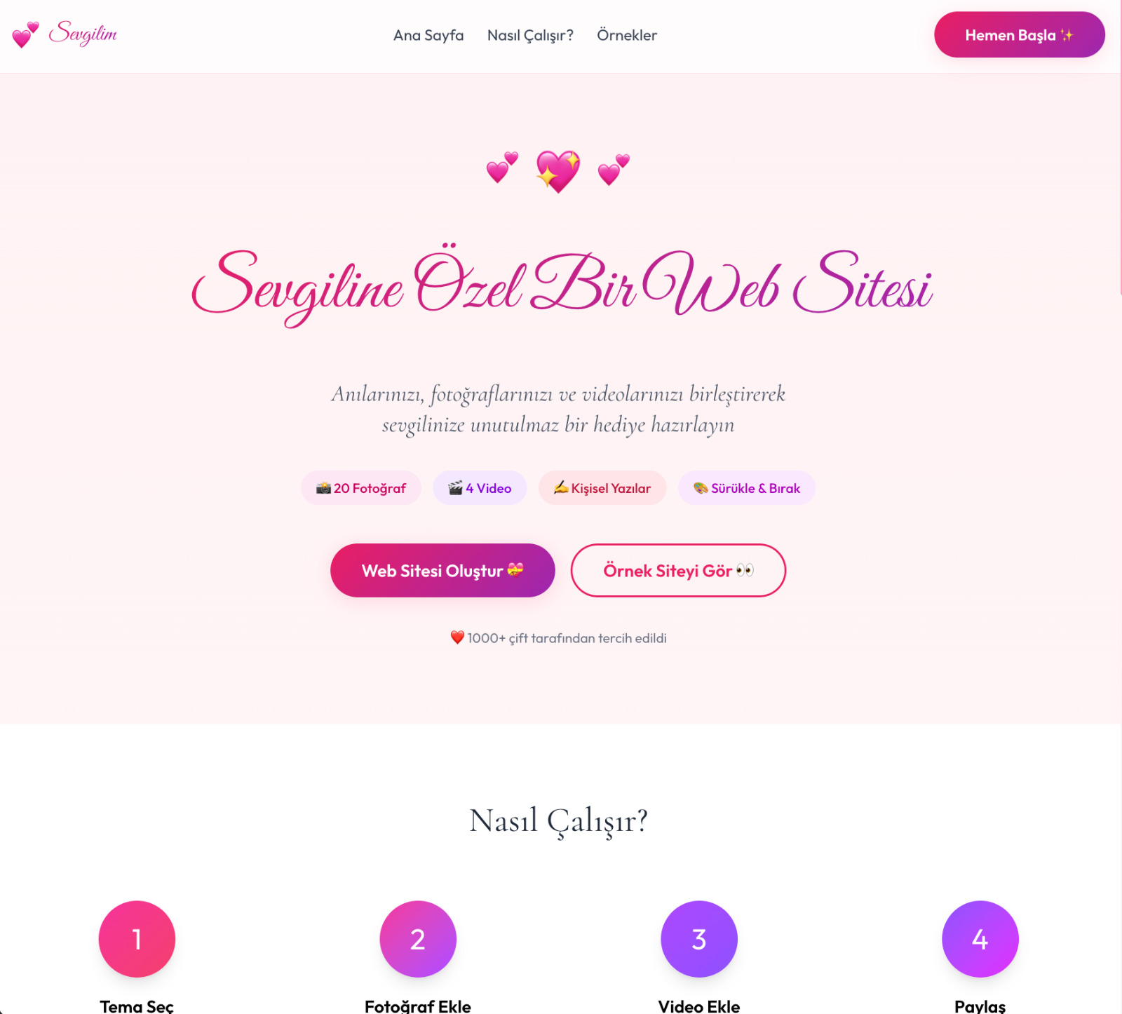 Sevgilim - Kişisel Web Sitesi Oluşturucu - 3