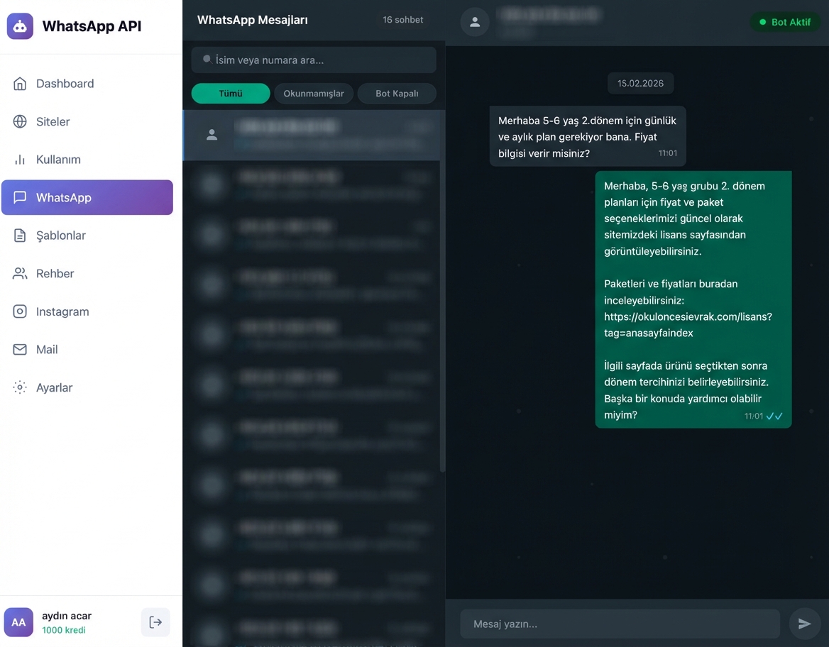 WhatsApp, Instagram & E-posta Entegrasyon Sistemi - 9