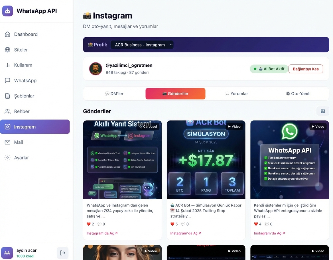 WhatsApp, Instagram & E-posta Entegrasyon Sistemi - 12