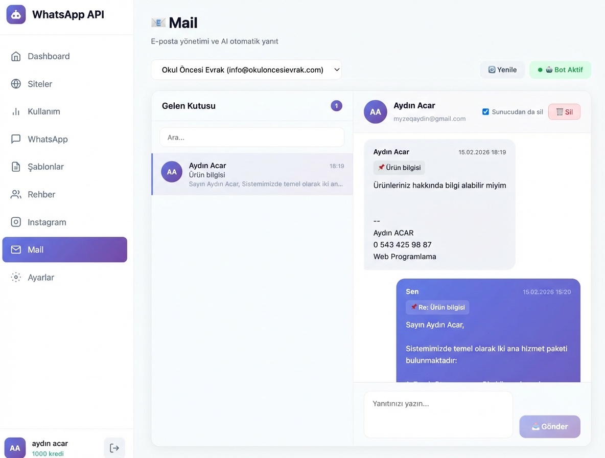 WhatsApp, Instagram & E-posta Entegrasyon Sistemi - 16